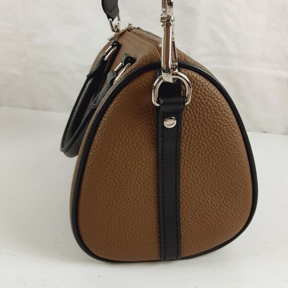 DUYP Melodie Cecile Pebbled Leather Shoulder Bag Brown & Black Satchel W/ Insert - Picture 16 of 16